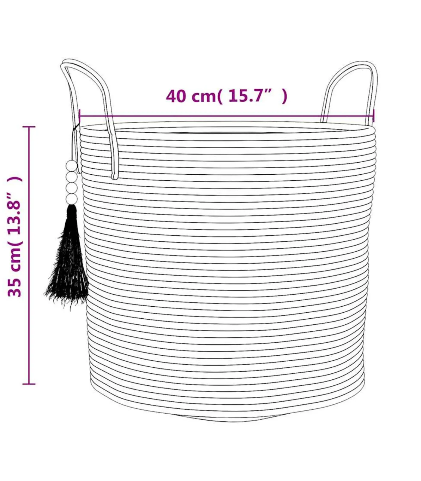 New Opbergmand Ø 40x35 cm katoen bruin Manden En Bakken