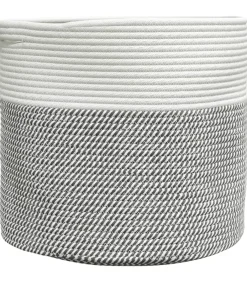 New Opbergmand Ø 40x35 cm katoen grijs en wit Manden En Bakken