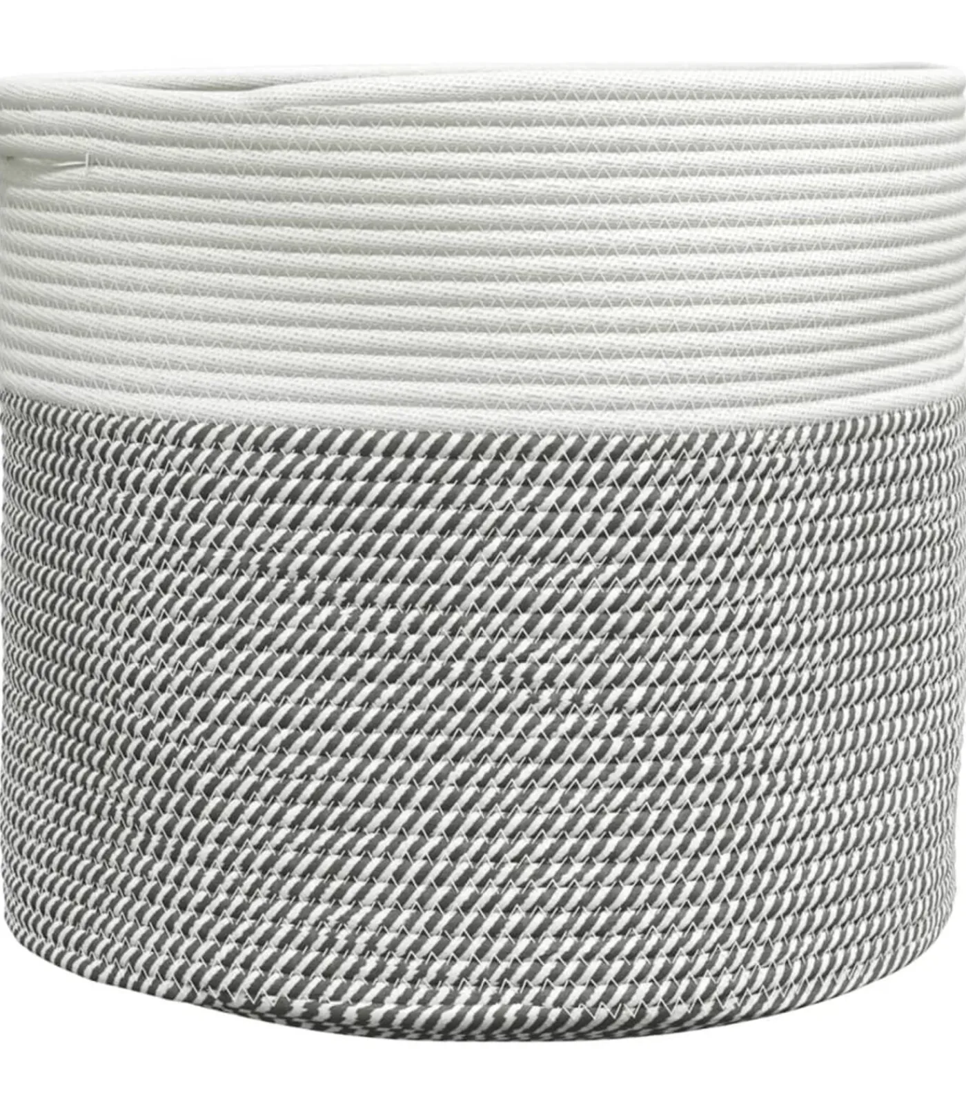 New Opbergmand Ø 40x35 cm katoen grijs en wit Manden En Bakken