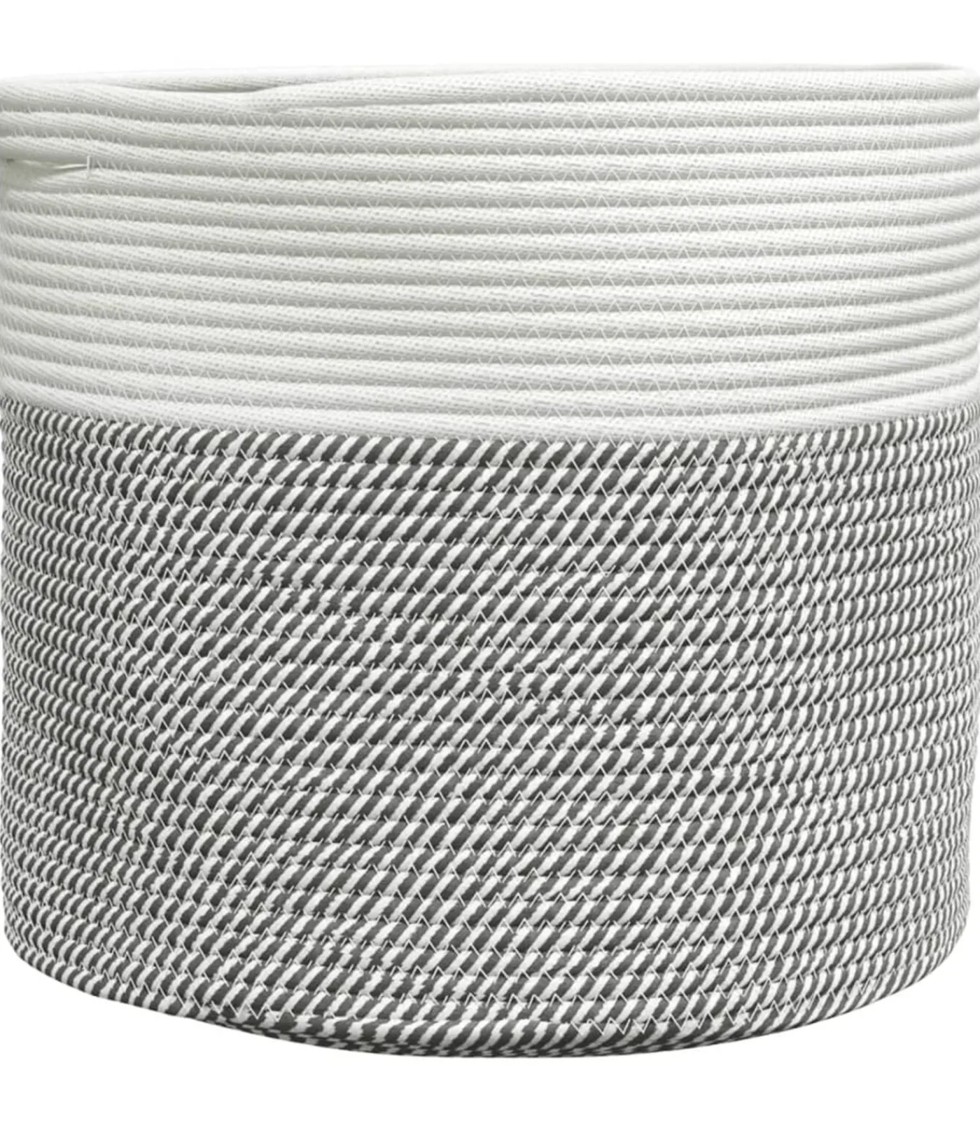 New Opbergmand Ø 40x35 cm katoen grijs en wit Manden En Bakken