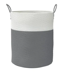 Hot Opbergmand Ø 38x46 cm katoen grijs en wit Manden En Bakken