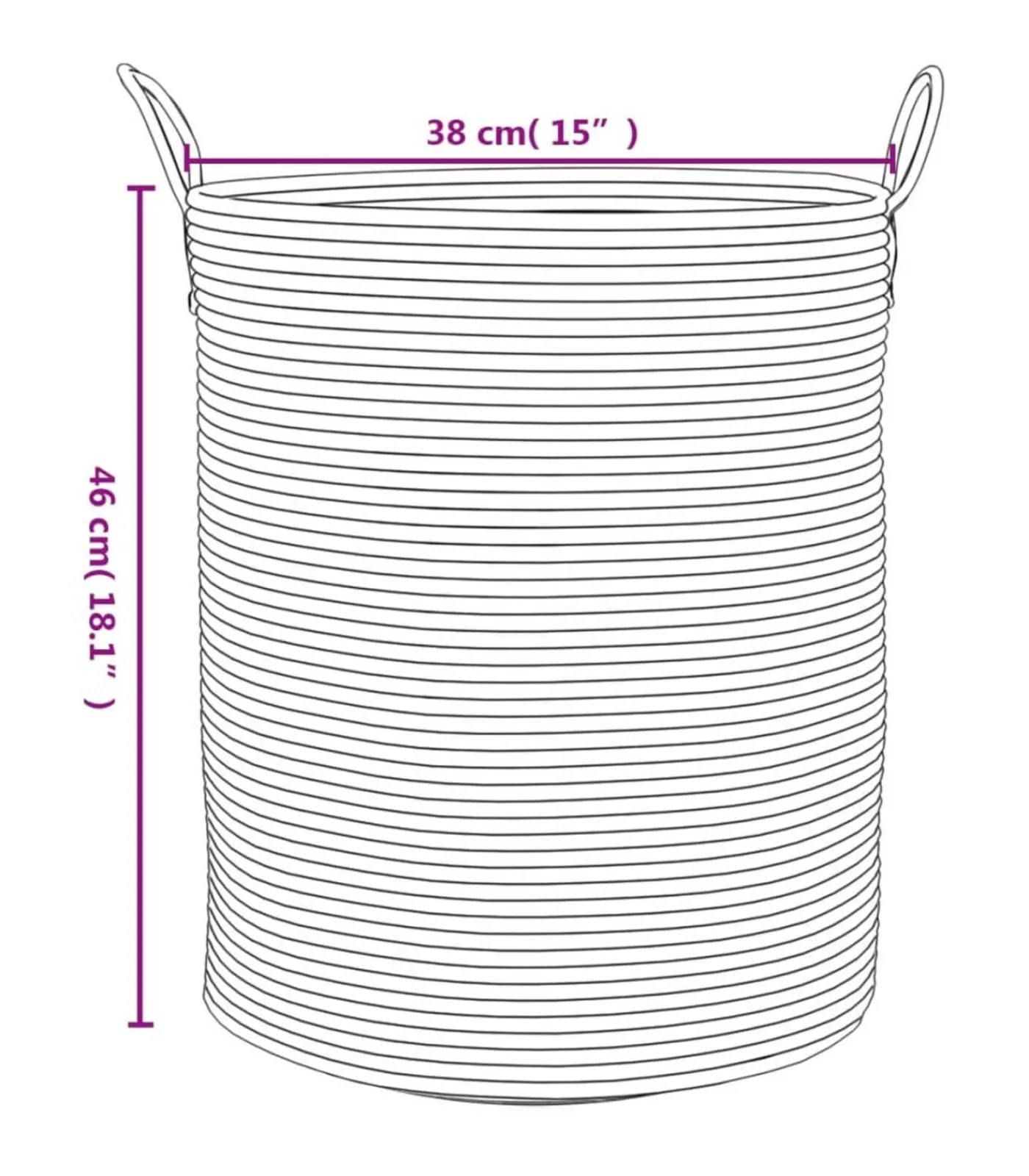 Hot Opbergmand Ø 38x46 cm katoen grijs en wit Manden En Bakken