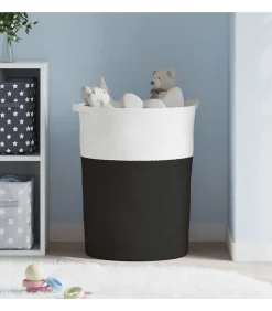 New Opbergmand Ø 49x65 cm katoen zwart en wit Manden En Bakken