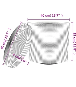 Hot Opbergmand met deksel Ø 40x35 cm katoen wit en zwart Manden En Bakken