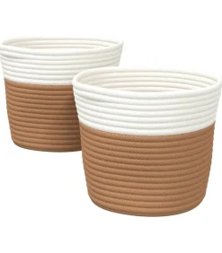 Online Opbergmanden 2 st Ø 24x18 cm katoen bruin en wit Manden En Bakken