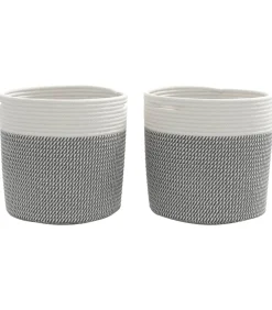 Best Opbergmanden 2 st Ø 28x28 cm katoen grijs en wit Manden En Bakken
