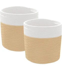 Best Opbergmanden 2 st Ø 28x28 cm katoen beige en wit Manden En Bakken