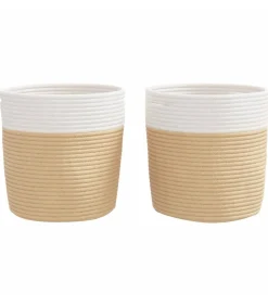 Best Opbergmanden 2 st Ø 28x28 cm katoen beige en wit Manden En Bakken