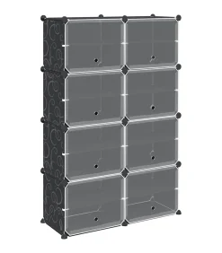 Hot Opbergmeubel met 8 vakken en deuren polypropeen zwart Organiseren