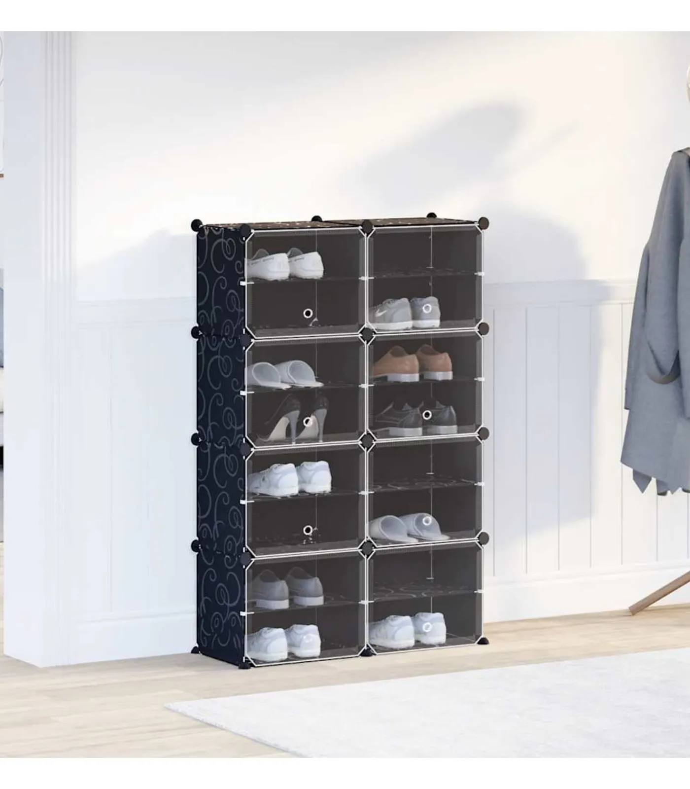 Hot Opbergmeubel met 8 vakken en deuren polypropeen zwart Organiseren