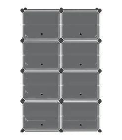 Hot Opbergmeubel met 8 vakken en deuren polypropeen zwart Organiseren