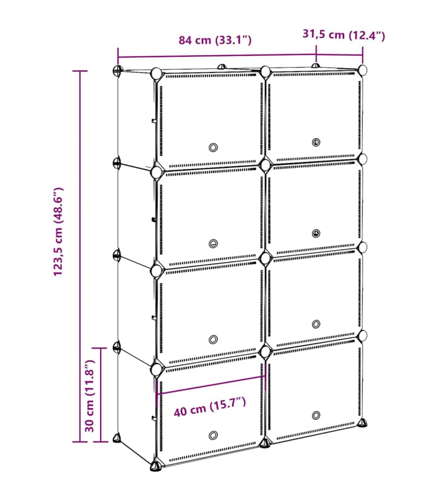 Hot Opbergmeubel met 8 vakken en deuren polypropeen zwart Organiseren