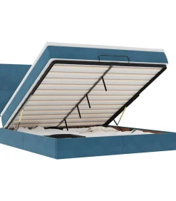 New Ottoman bed met matrassen 160x200cm fluweel donkerblauw Bedden