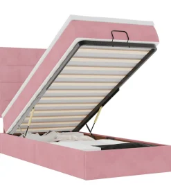 Online Ottoman bed met matrassen 100x200cm fluweel roze Bedden