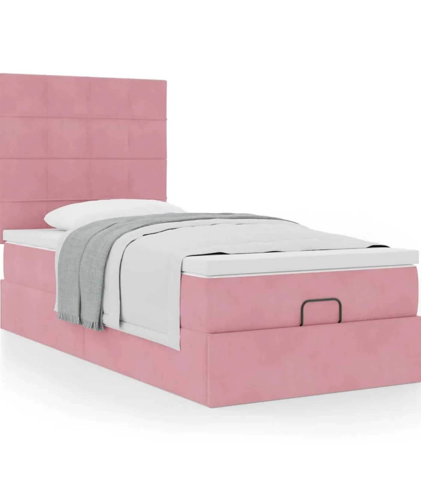 Online Ottoman bed met matrassen 100x200cm fluweel roze Bedden