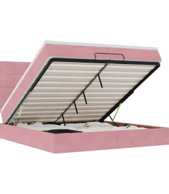 Hot Ottoman bed met matrassen 200x200cm fluweel roze Bedden