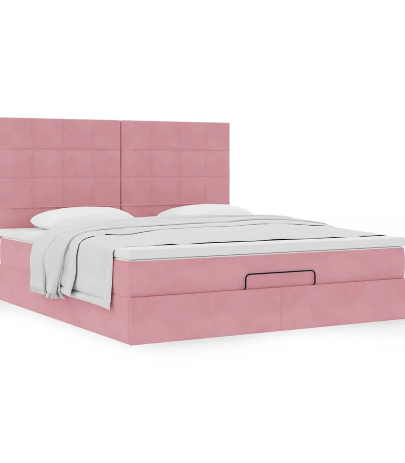 Hot Ottoman bed met matrassen 200x200cm fluweel roze Bedden