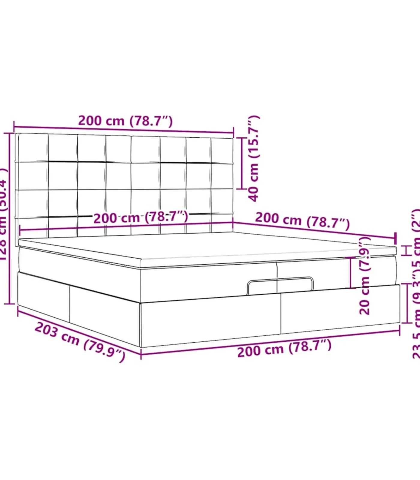 Hot Ottoman bed met matrassen 200x200cm fluweel roze Bedden