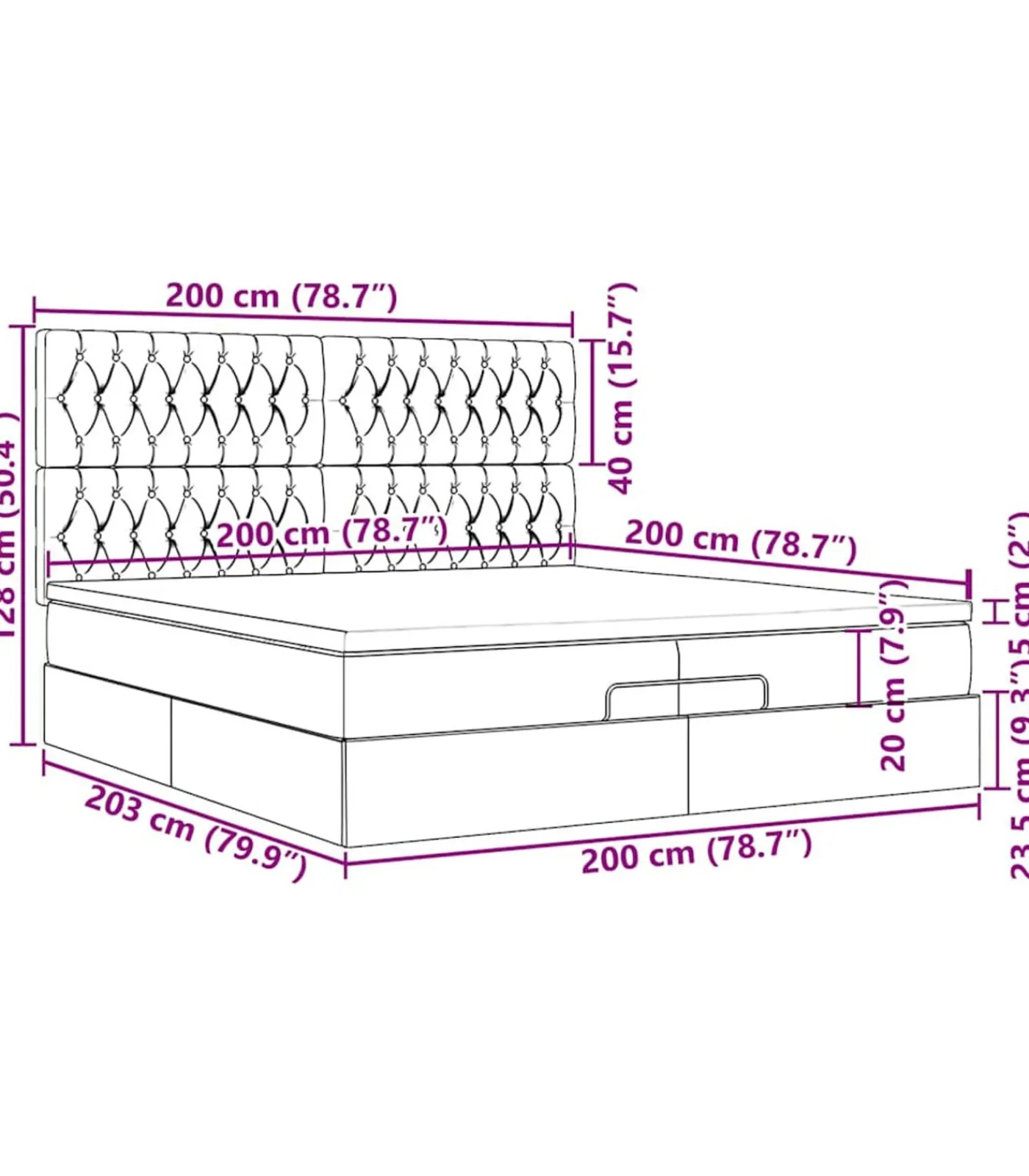 Online Ottoman bed met matrassen 200x200cm fluweel roze Bedden