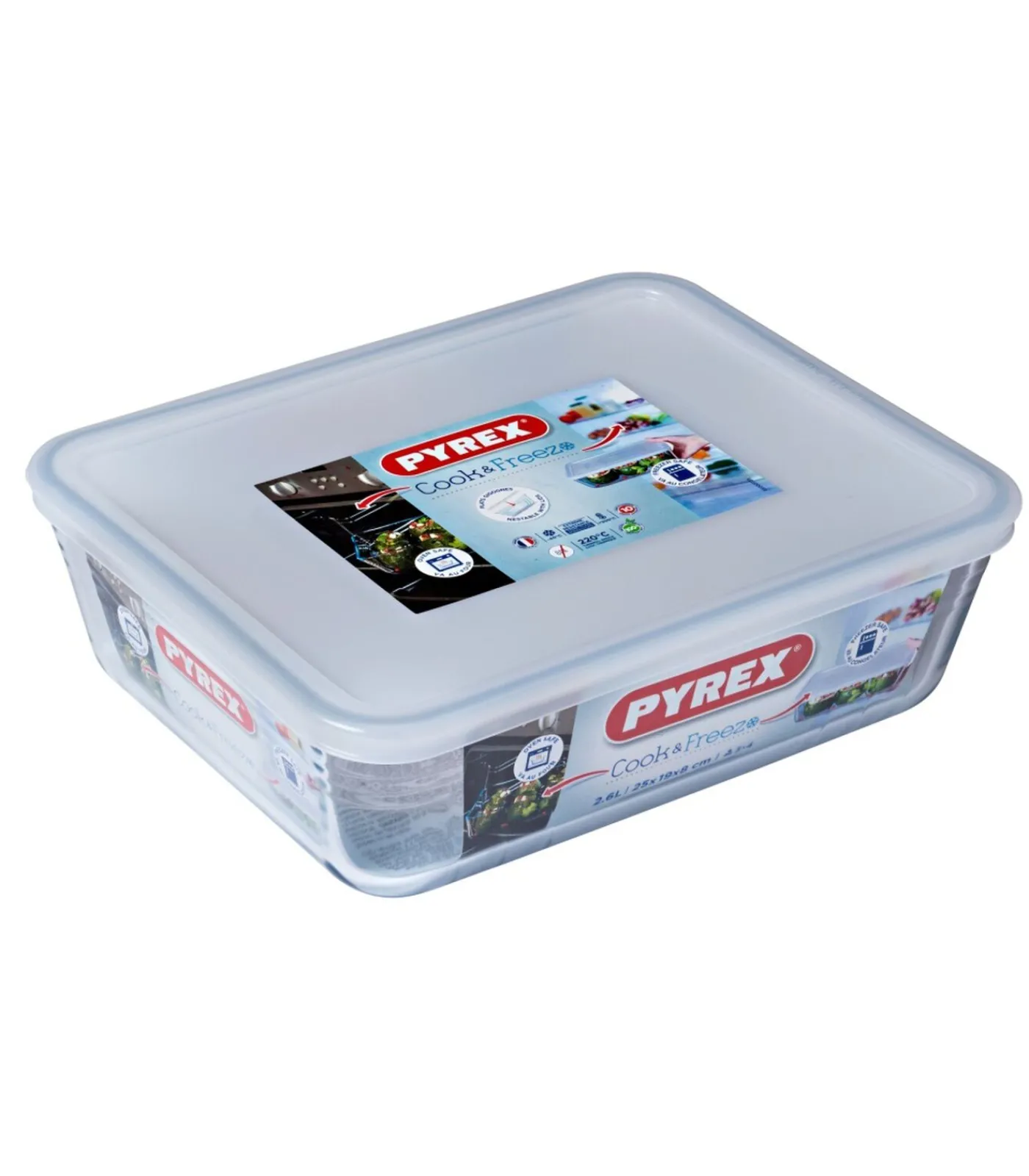 Hot Ovenschaal met deksel - Cook & Freeze - 25 x 19 x 8 cm / 2.6 liter Bakken