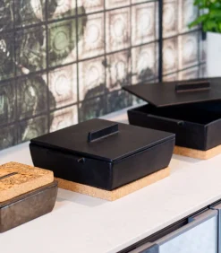 Hot Ovenschotel met deksel en kurk 27x24x10cm zwart Bakken