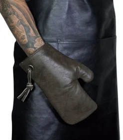 Discount Ovenwant - Handgemaakt - (Volnerf) Leder - Classic Bruin - Geschikt voor Barbecue - Incl. Geschenkdoos Keuken- & Tafellinnen