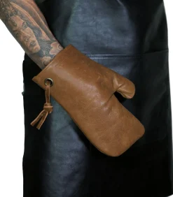 Best Ovenwant - (Volnerf) Leder - Vintage Camel - Geschikt voor Barbecue - Incl. Geschenkdoos Keuken- & Tafellinnen