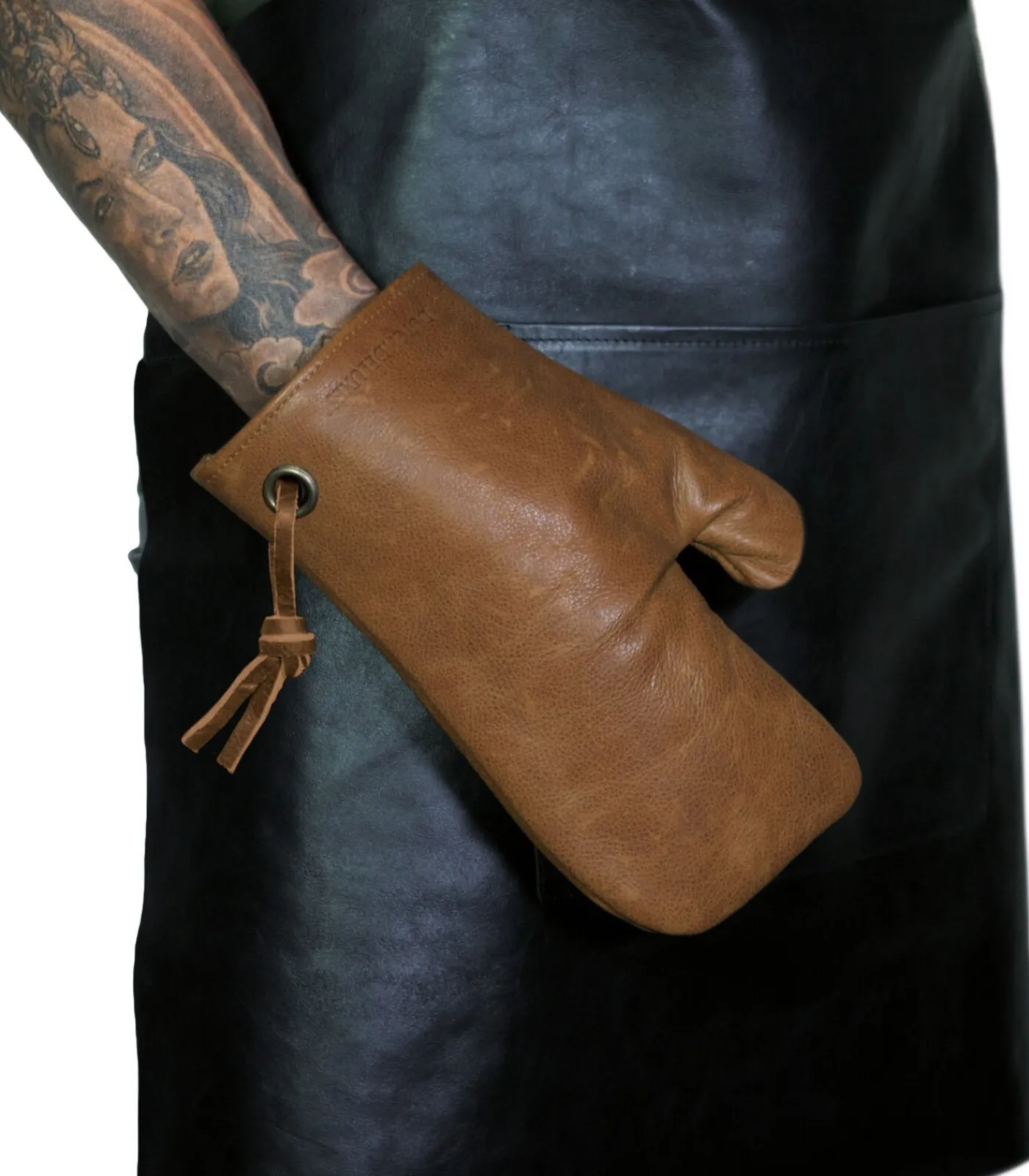 Best Ovenwant - (Volnerf) Leder - Vintage Camel - Geschikt voor Barbecue - Incl. Geschenkdoos Keuken- & Tafellinnen