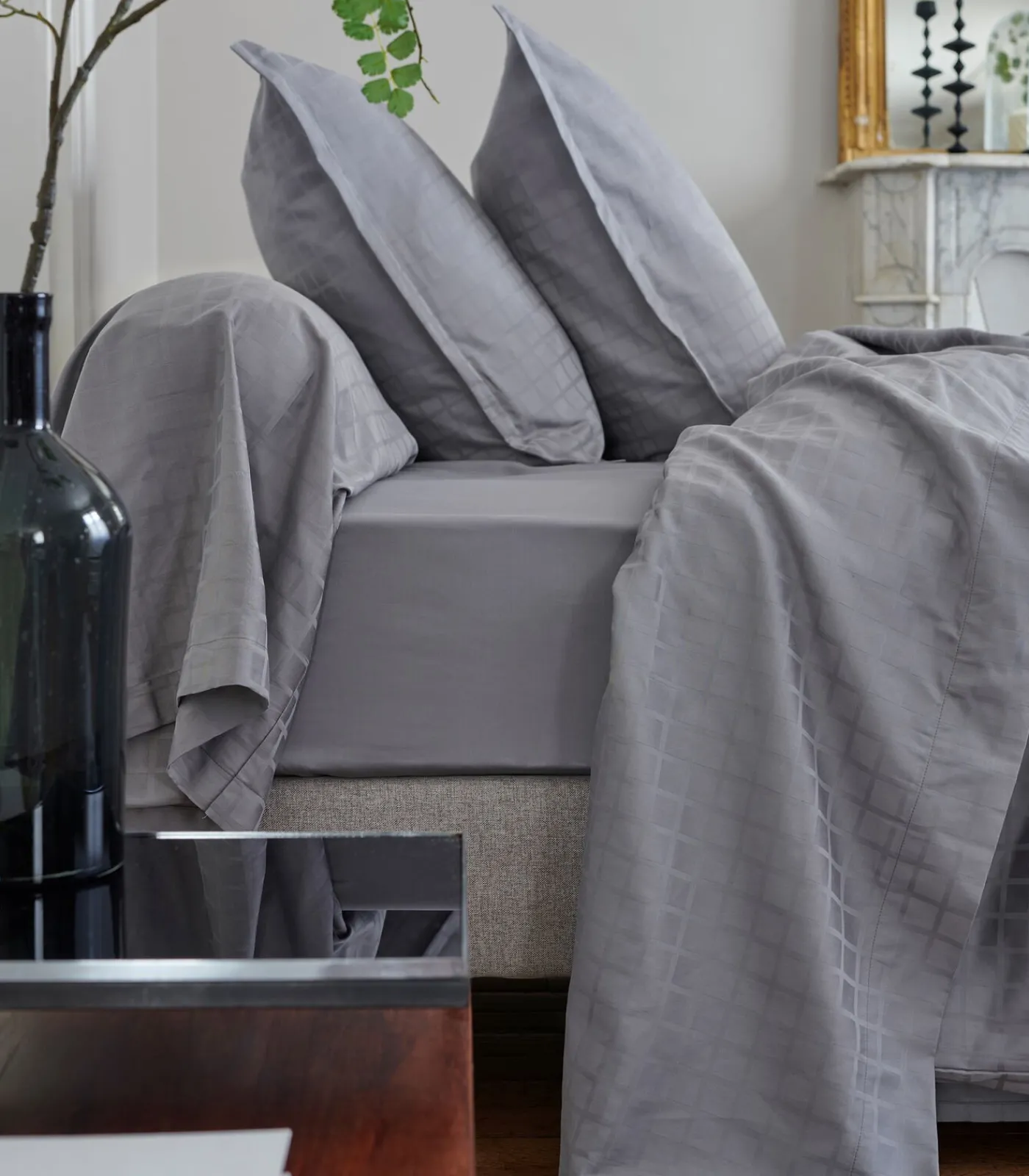 Sale PALACE Ardoise - Laken Jacquard katoen Lakens