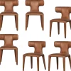 Permit Eetkamerstoelen - Leerlook - Cognac - Set van 6 Stoelen