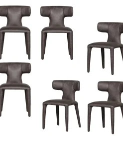 Online Permit Eetkamerstoelen - Leerlook - Zwart/Grijs - Set van 6 Stoelen
