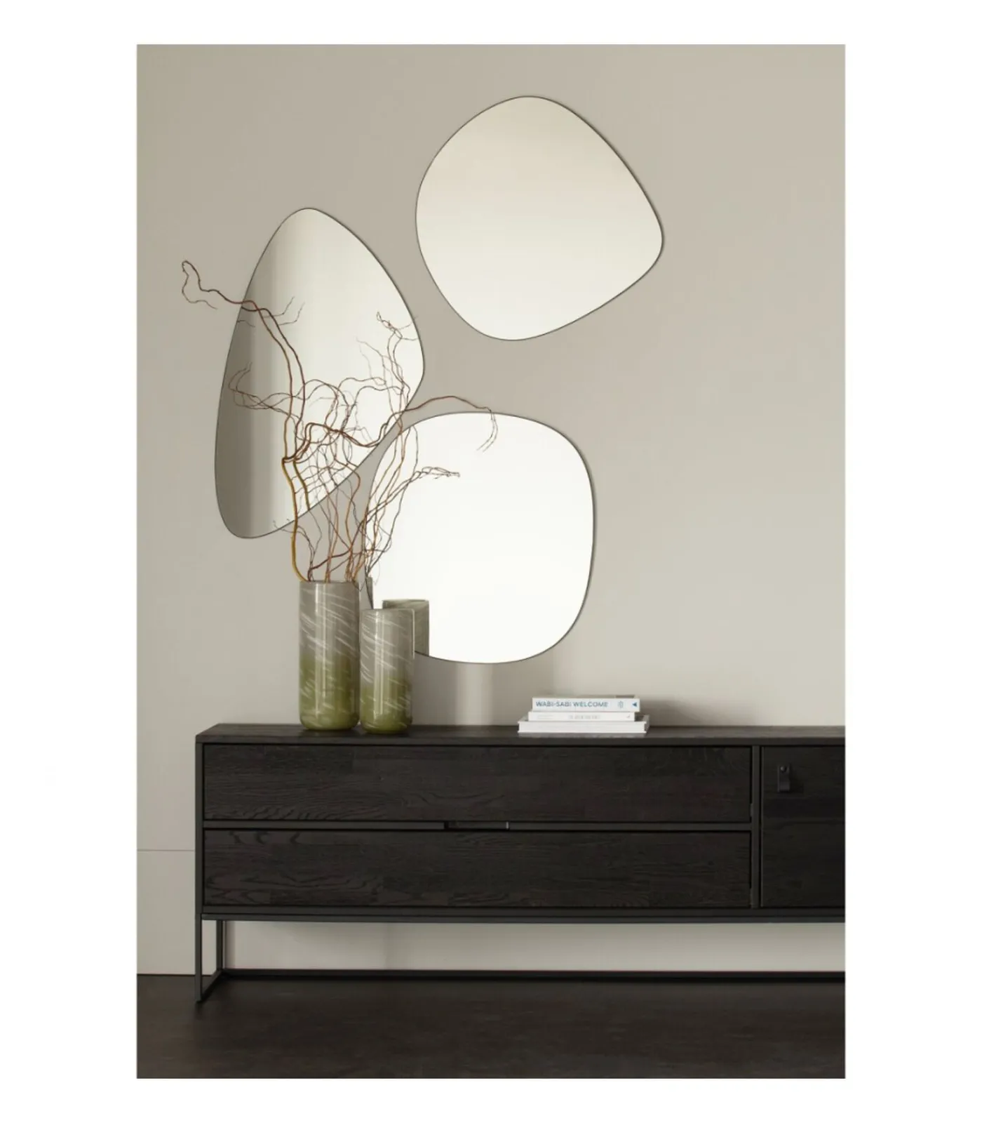 Philou Spiegel - Glas/Metaal - Zwart - 60x59x0,5 Spiegels