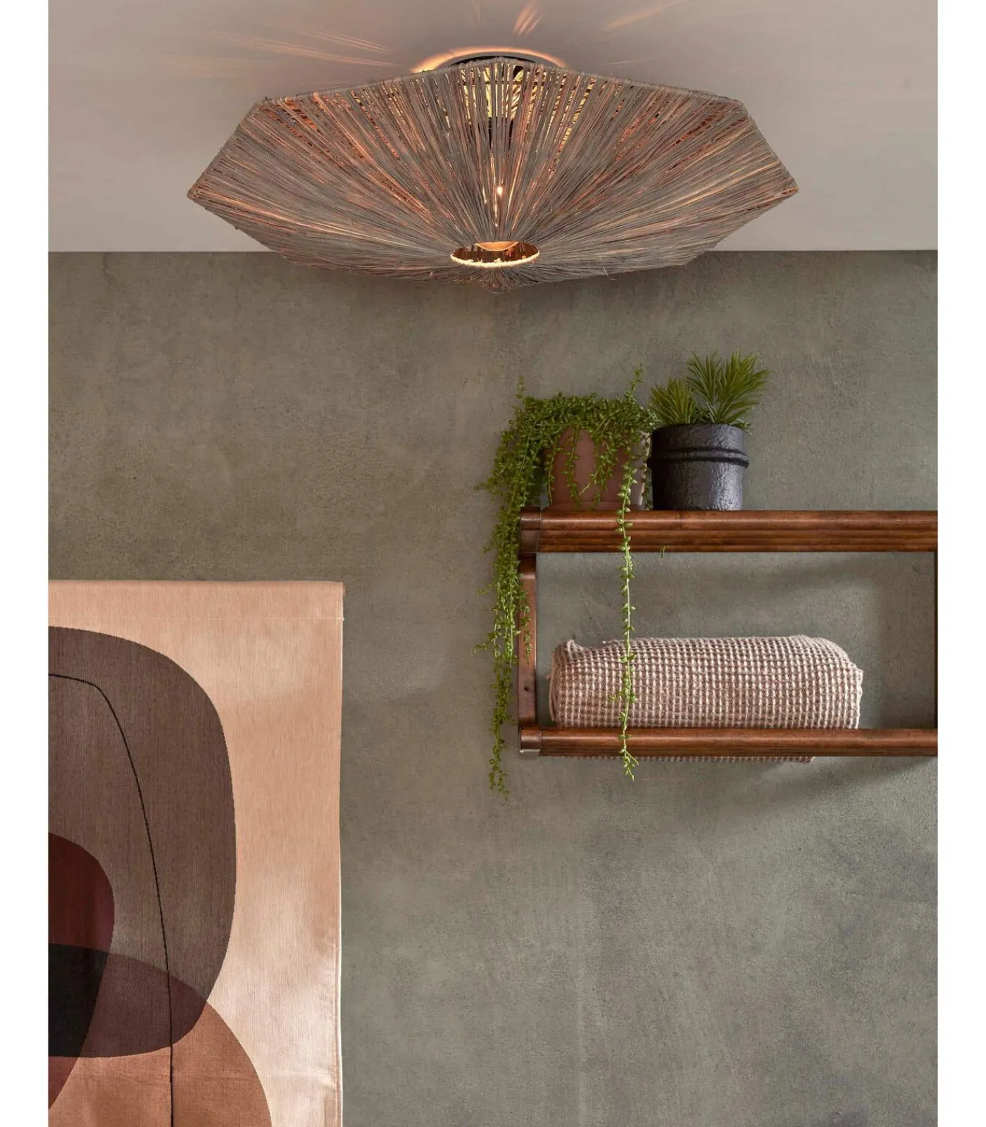 Discount Plafonniere Panama - Donker grijs - 65x65x7cm Hanglampen