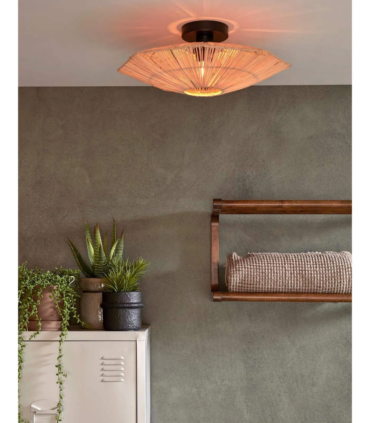 Best Plafonniere Panama - Naturel - 45x45x5cm Hanglampen