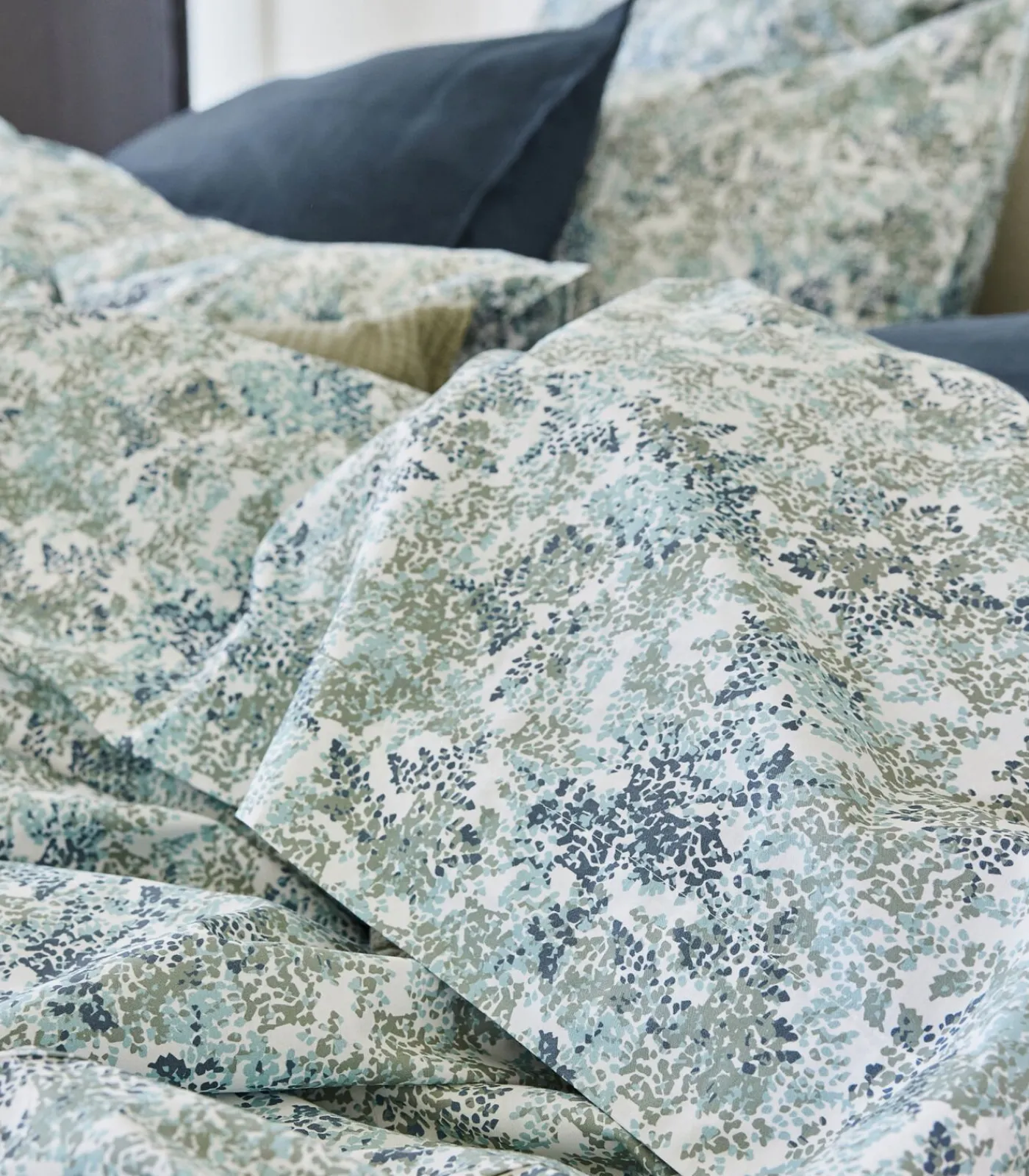 Outlet Plat laken van katoenperkal, PLANTEN MIST Lakens