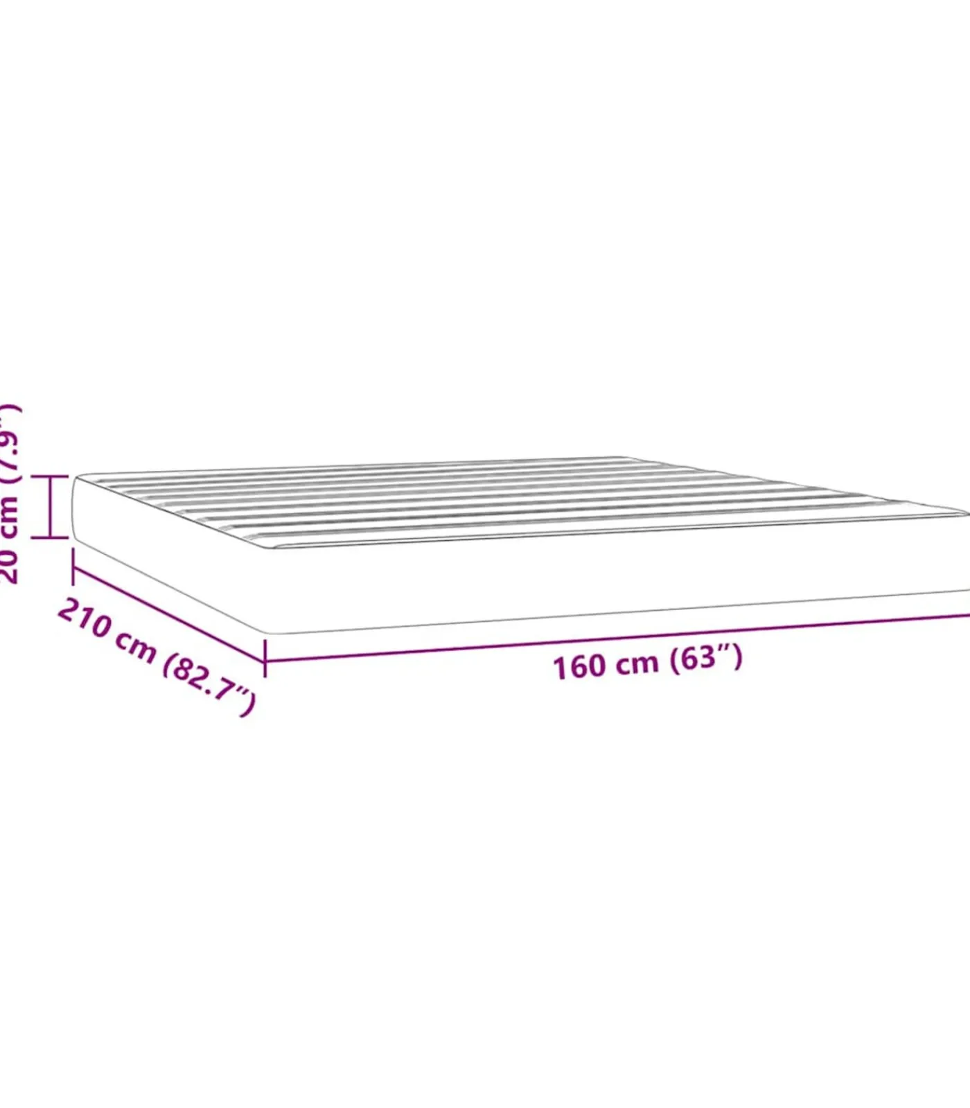 Outlet Pocketveringmatras 160x210x20 cm fluweel zwart Matrasbeschermer