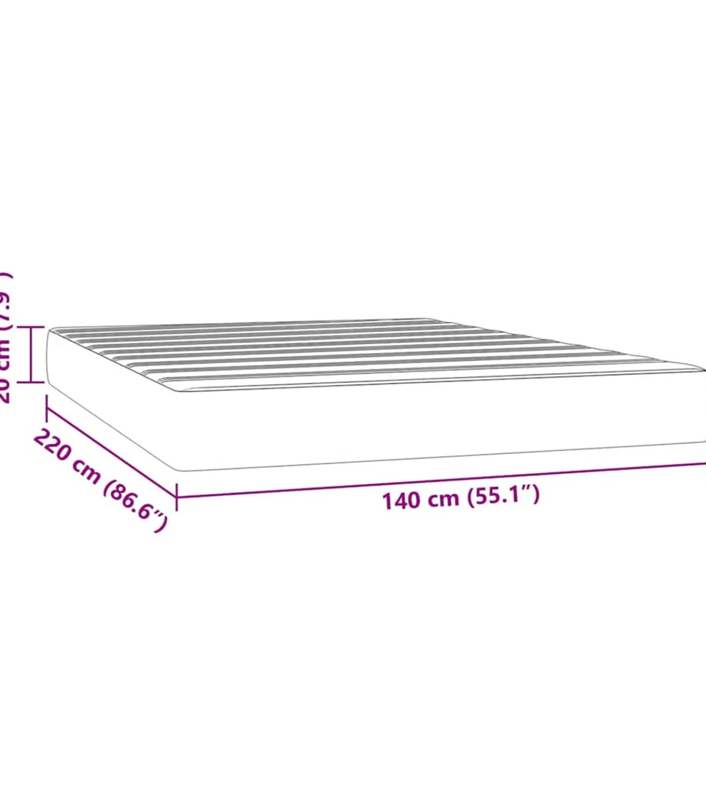 Outlet Pocketveringmatras 140x220x20 cm fluweel zwart Matrasbeschermer