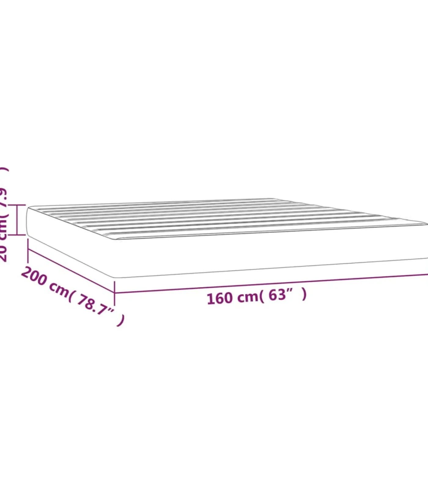 New Pocketveringmatras 160x200x20 cm stof lichtgrijs Matrasbeschermer