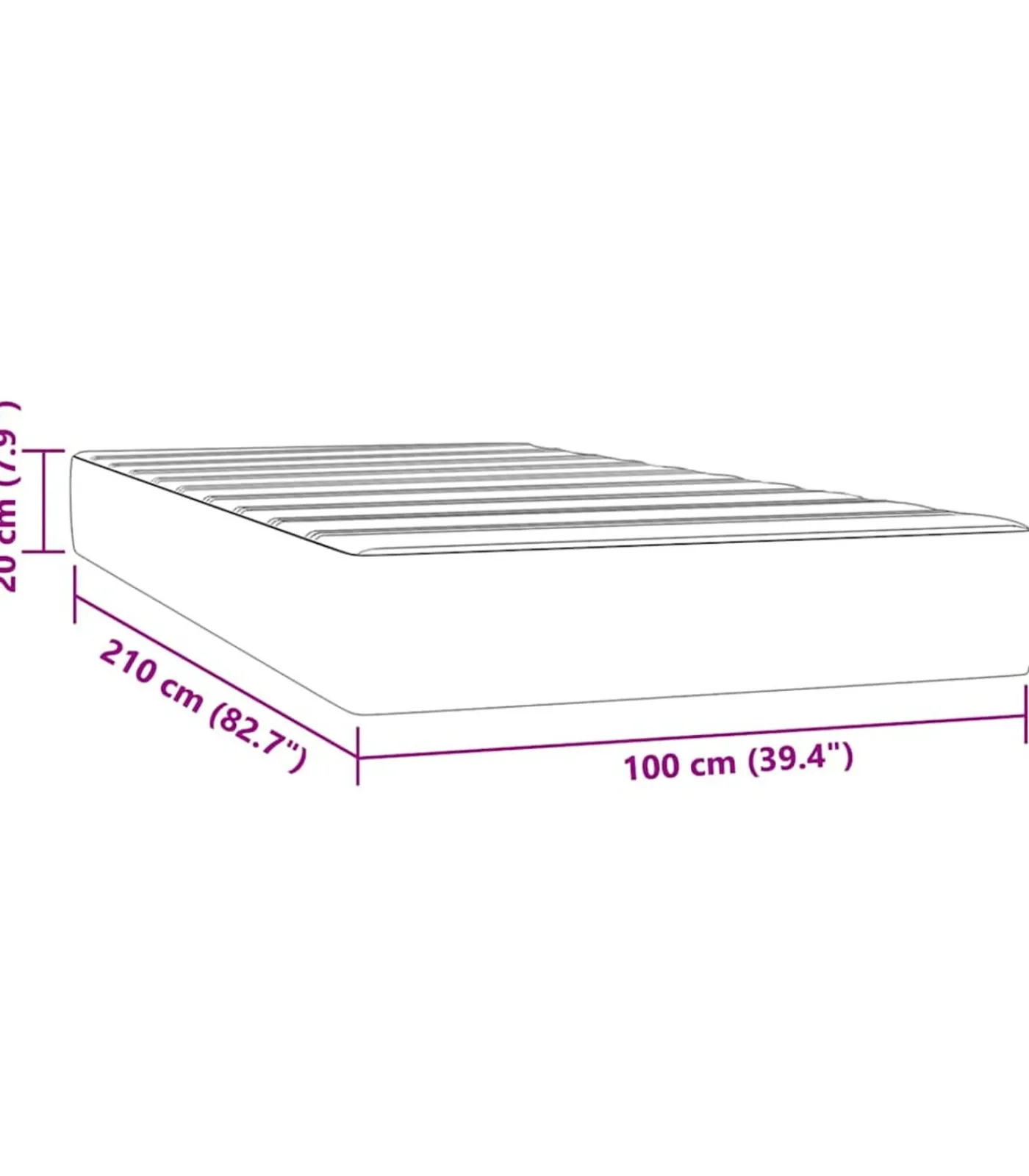 Outlet Pocketveringmatras 100x210x20 cm fluweel lichtgrijs Matrasbeschermer