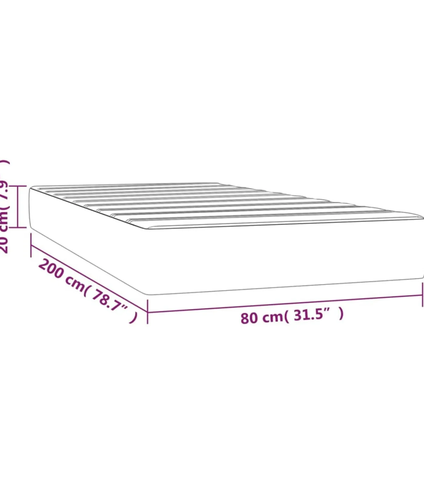 Sale Pocketveringmatras 80x200x20 cm fluweel zwart Matrasbeschermer