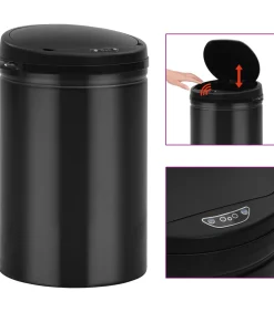 Sale Prullenbak met automatische sensor 30 L koolstofstaal zwart Manden En Bakken