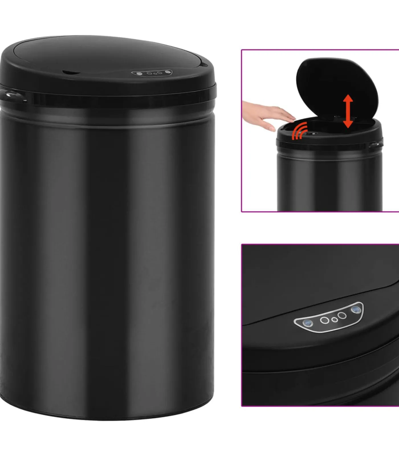 Sale Prullenbak met automatische sensor 30 L koolstofstaal zwart Manden En Bakken