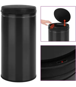 Outlet Prullenbak met automatische sensor 70 L koolstofstaal zwart Manden En Bakken