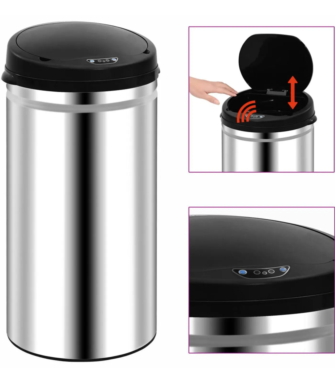 Outlet Prullenbak met automatische sensor 50 L roestvrij staal Manden En Bakken