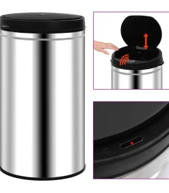 Hot Prullenbak met automatische sensor 60 L roestvrij staal Manden En Bakken