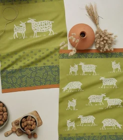 Discount Pâturages - Theedoek van katoenen jacquard met print 50 x 75 cm Keuken- & Tafellinnen