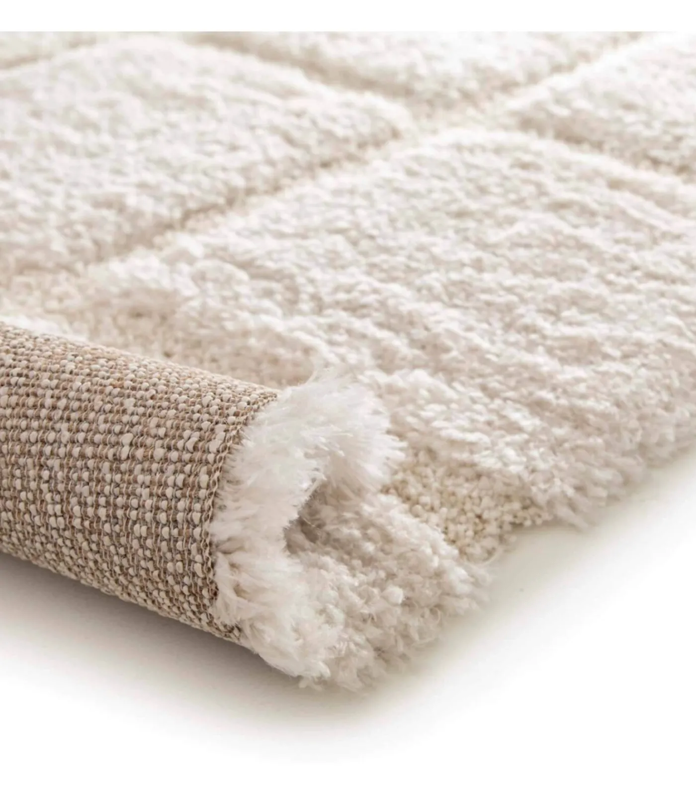 Sale Rechthoekig hoogpolig vloerkleed in ecru shaggy-stijl 120 x 170 cm Tapijten