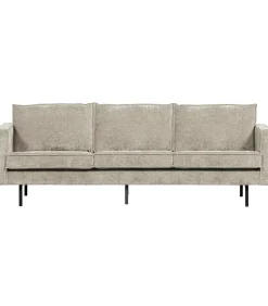 Discount Rodeo Zits Bank - Ribstof - Donkerzand - 85x277x86 Zetels