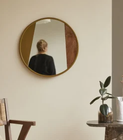 New Ronde spiegel van metaal en hout 60 cm Andrea Spiegels