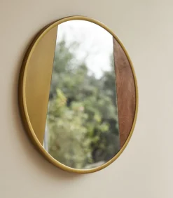 New Ronde spiegel van metaal en hout 60 cm Andrea Spiegels